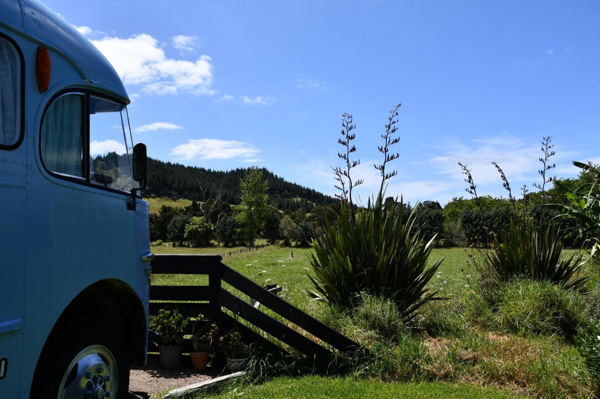 Evi The School Bus At Oromahoe Downs Farm Puketona Exterior photo
